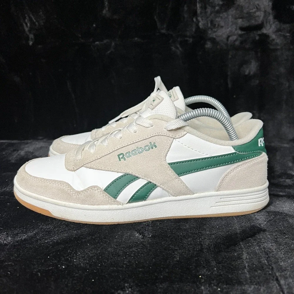 Reebok Galaxy 7 Men 8.5 Shoes White Beige Suede Leather Lace Up Athletic Sneaker